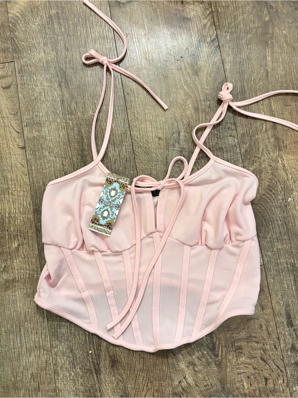 Pink Tie Strap top